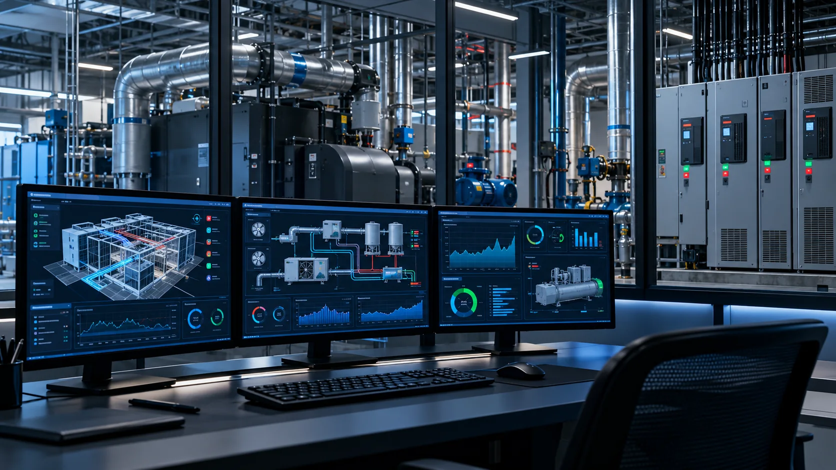 Puesto referencial de supervisión BMS y control energético de equipos HVAC
